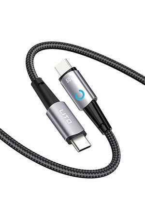 LITO LD10CC 60W Metal Type-C to Type-C Fast Charging Cable with LED Light – 1m Black View 2 - OnlineExpo.pk