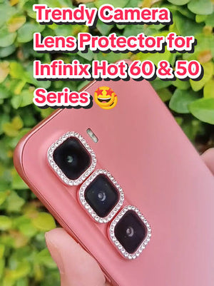 Camera protector Diamond Camera Lens Protector for Infinix hot 60 Hot 60i Silver Black Gold Original Product Front View - OnlineExpo.pk