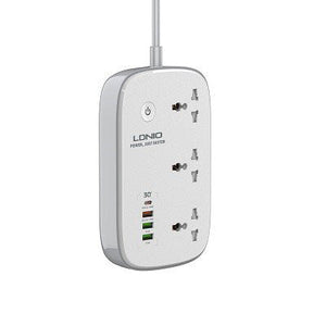 LDNIO SCW3451 WIFI Smart Universal Power Strip 3 Outlets+1 PD+1QC 3.0 + 2 Auto-ID High Output Power Socket Switches Extension Original Product Front View - OnlineExpo.pk
