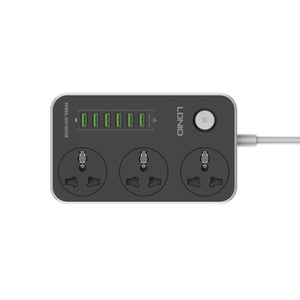 LDNIO SC3604 3 Port + 6 USB Universal Power Socket - Black View 4 - OnlineExpo.pk