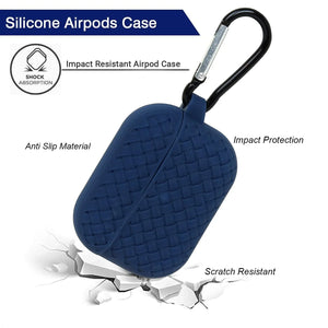 Airpods Pro 2022 / 2019 Woven Pattern Silicone Soft Case - Navy Blue View 4 - OnlineExpo.pk