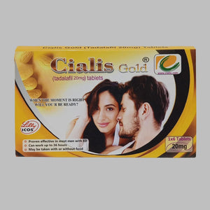 Cialis Gold Tadafil 20mg 6 Tablets Original Product Front View - OnlineExpo.pk