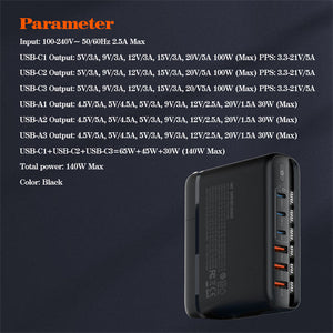 LDNIO A6140C 140W GaN 6-Port Desktop Fast Charger with LED Display View 6 - OnlineExpo.pk