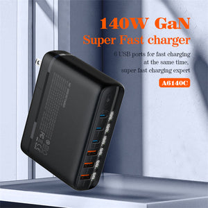 LDNIO A6140C 140W GaN 6-Port Desktop Fast Charger with LED Display View 2 - OnlineExpo.pk