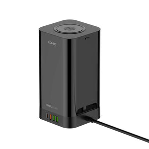 LDNIO SKW4485 4 AC Tower Extension Power Socket with 30W PD, QC3.0 & 15W Wireless Charging View 5 - OnlineExpo.pk