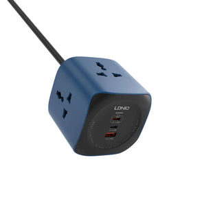 LDNIO SC3319 65W Fast Charging Desktop Charging Station - 3 AC Outlets, 2 USB-C, 1 USB-A Original Product Front View - OnlineExpo.pk