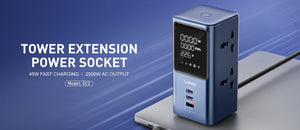 LDNIO SC2 45W PD Power Strip with Fast Charging & LED Display Original Product Front View - OnlineExpo.pk