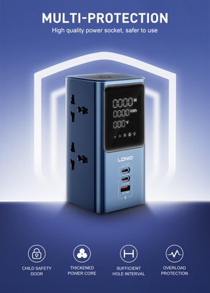 LDNIO SC2 45W PD Power Strip with Fast Charging & LED Display View 5 - OnlineExpo.pk
