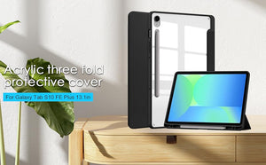 Evo Clear Folio Tablet Case for Samsung S10 Fe+ 13.1 inch Smart case with pen holder space for S10 FE Plus 13.1 Inch View 3 - OnlineExpo.pk