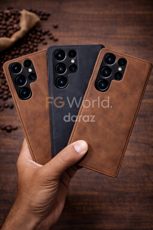 Classic Leather Wallet Flip Cover – Samsung S21-S25 Ultra / S33 Ultra / Note 20 Ultra / A06 / A26 / A36 / A56 View 3 - OnlineExpo.pk