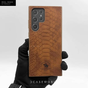Original Polo by Santa Barbara for S24 Ultra Leather back cover Black Brown Original Product Front View - OnlineExpo.pk