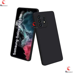 High Quality Silicone Cover for Samsung A53 Black Original Product Front View - OnlineExpo.pk