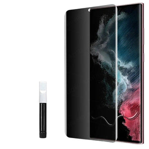 UV Glue Privacy Glass Screen Protector for Samsung S21Ultra S22 Ultra S23 Ultra UV Glue PEEP ANTI-SPY 3D EDGE (Only Protector and Glue) View 5 - OnlineExpo.pk