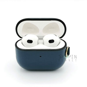 Airpods 3 Leather Case With Belt Clip - Dark Blue Original Product Front View - OnlineExpo.pk