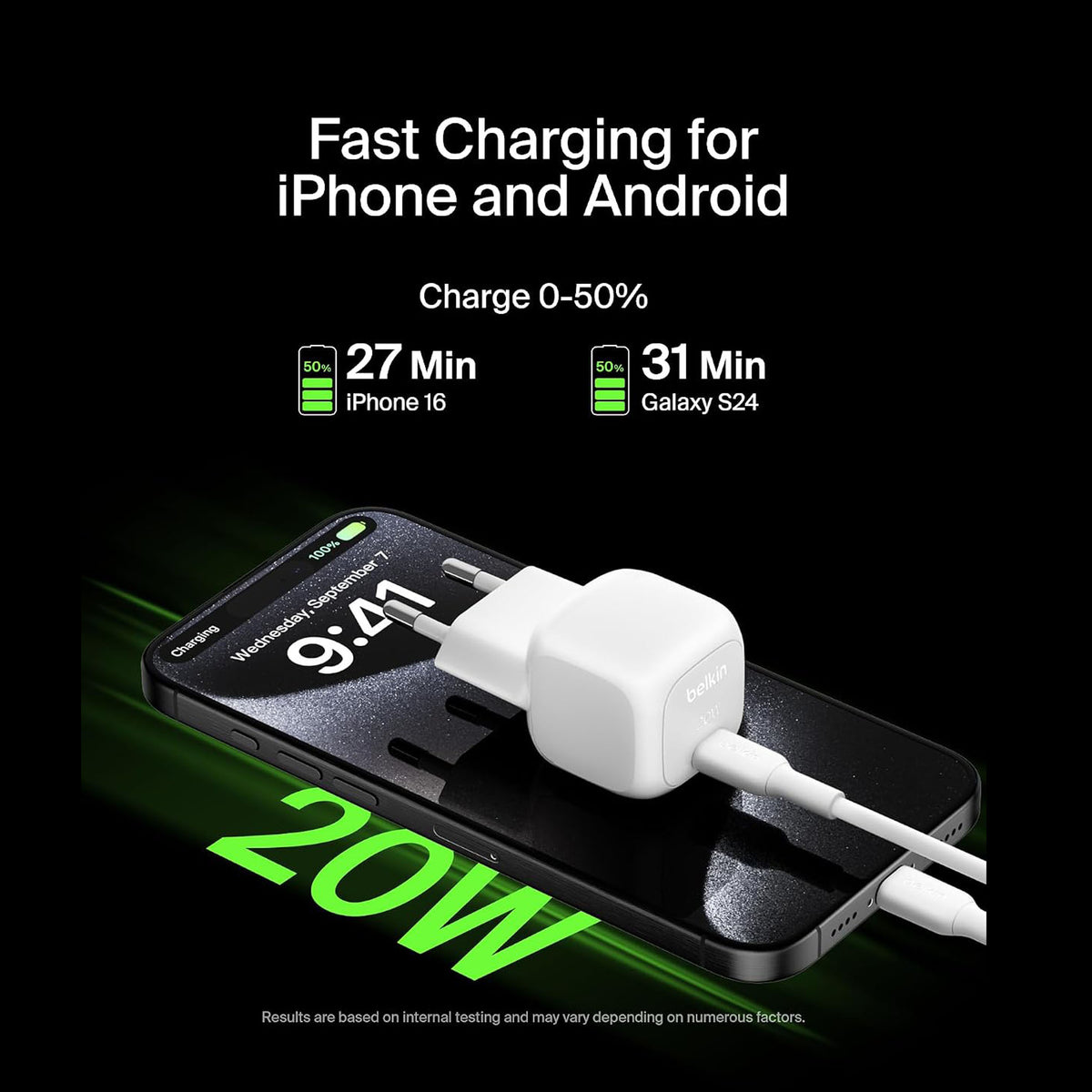 Belkin BoostCharge Compact USB-C Wall Charger 45W with USB-C Cable | PD 3.1 & PPS Fast Charging Adapter