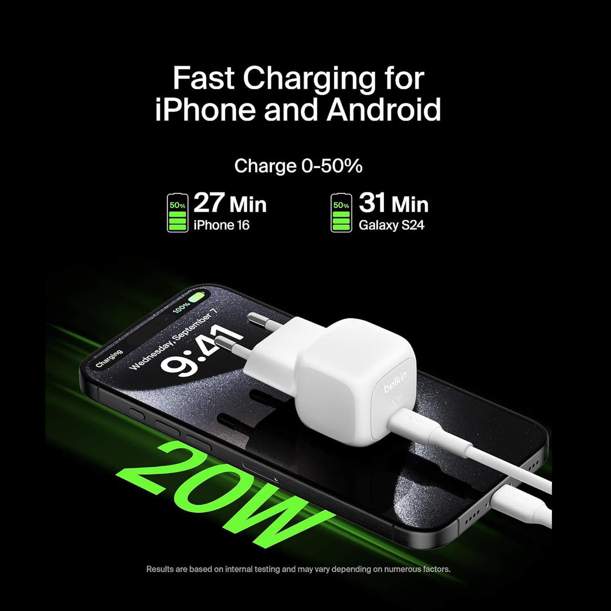 Belkin BoostCharge Compact USB-C Wall Charger 45W with USB-C Cable | PD 3.1 & PPS Fast Charging Adapter