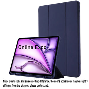 iPad PU Leather Flip Case with Stylus Holder Blue