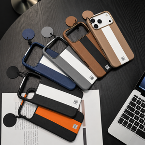Premium Stripe Leather iPhone Case | Soft Touch Protective Cover Original Product Front View - OnlineExpo.pk