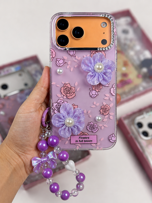 Bloom Pearl Floral Case with Beaded Charm | iPhone & Samsung View 4 - OnlineExpo.pk