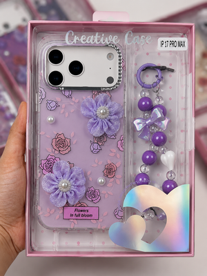 Bloom Pearl Floral Case with Beaded Charm | iPhone & Samsung View 2 - OnlineExpo.pk