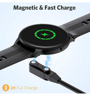 Smart Watch Universal Charger Magnetic 4mm, Smartwatch 2 Pin Magnetic Suction Replacement Charger Cable for da fit Smart Watch, Charging Distance View 6 - OnlineExpo.pk