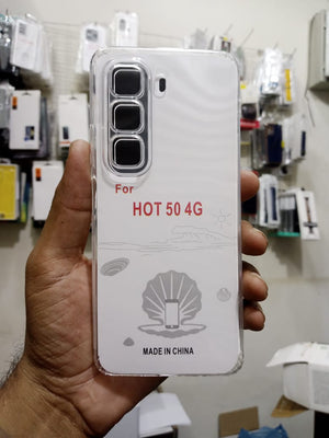 Dustproof Transparent Silicone Cover for Infinix Hot 50 4G Premium Silicone Case Crystal Soft Ultra-Thin Back Cover Original Product Front View - OnlineExpo.pk