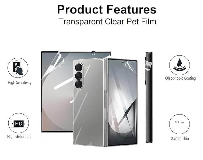 3pcs 360 Matte/Clear Hydrogel Film Protector for Z Fold 7 Front Back Soft Film Screen Protector Cover for Galaxy Z Fold7