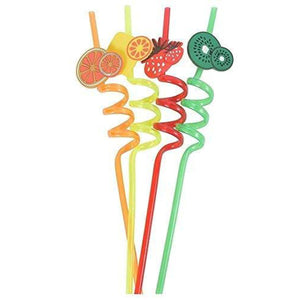 Reusable Straws for Kids, Fruit / Cartoon Shape Spiral Drinking Straw (Assorted) - Pack of 4 View 2 - OnlineExpo.pk