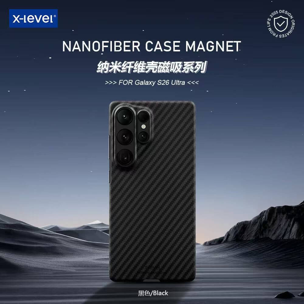 X-Level Nanofiber Case for Samsung S26 Ultra Back Cover Black View 2 - OnlineExpo.pk
