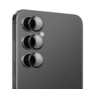 3D Back Camera Lens Protector for S24 FE Black Silver Original Product Front View - OnlineExpo.pk