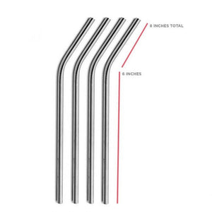 Straws Stainless Steel - Drinking Straw Reusable with Ultra Long 4 Metal Straws 8.5"(2 Straight, 2 Bend) and 1 Cleaning Brush - Eco Friendly View 3 - OnlineExpo.pk