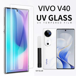 Uv Screen Protector forVivo V40 Pro Vivo V40 Tempered Glass with Glue , UV Curve Glass View 2 - OnlineExpo.pk