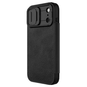 Nillkin Qin Pro Leather Flip Case for iPhone 17 Pro Max | Brown & Black View 3 - OnlineExpo.pk