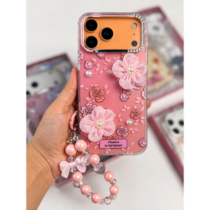 Bloom Pearl Floral Case with Beaded Charm | iPhone & Samsung Original Product Front View - OnlineExpo.pk
