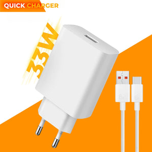 Oppo 33watt Super Vooc Charger 33watt Shoe with Usb to type C cable Show SUPERVOOC option & Ultra Fast Charging in Oppo , Realme and One Plus mobile Original Product Front View - OnlineExpo.pk
