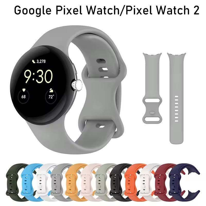 Google Pixel Watch 1 & Pixel Watch 2 Sports Silicone Watch Band Strap - Soft, Sweat-Resistant Fitness Replacement Band