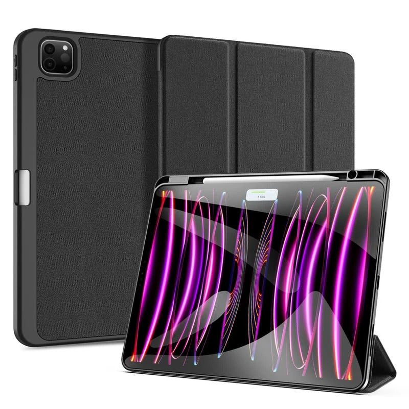 Tri Fold Book cover for iPad Pro 11 Inch 2024 M4 Chip smart case book cover with Pen Holder Original Product Front View - OnlineExpo.pk