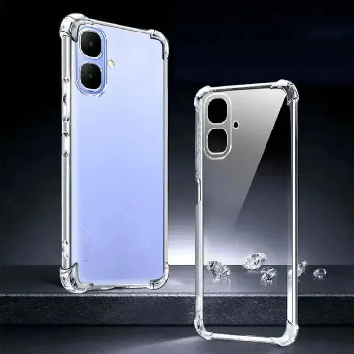 Bumper Back cover TECNO SPARK GO 2 Transparent with Camera protection soft jelly material Original Product Front View