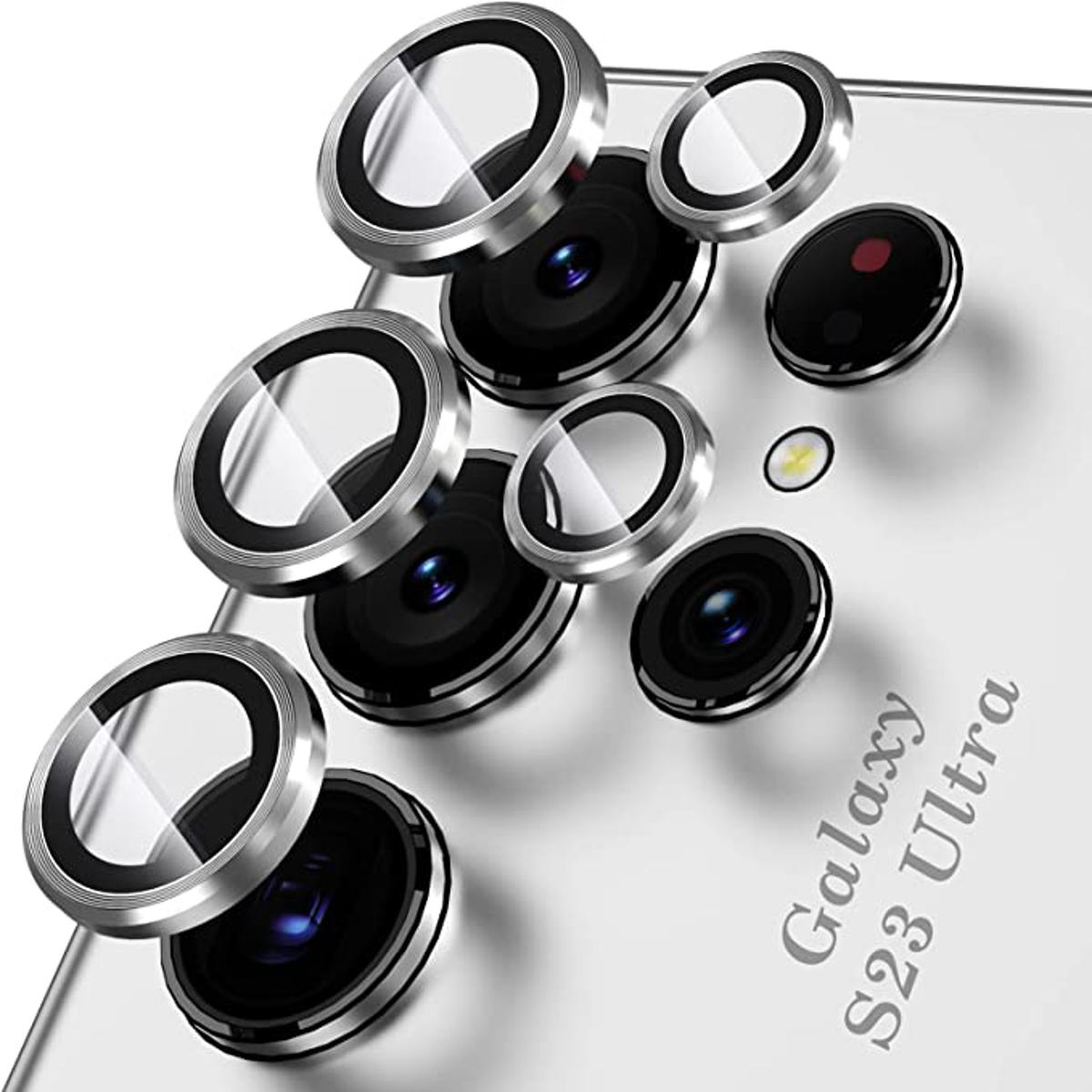 Silver Camera Protector Samsung Galaxy S23 Ultra 3D Back Camera Lens Protector Original Product Front View - OnlineExpo.pk