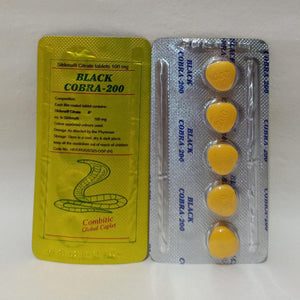 Black Cobra-200 (100mg) 5 Tablets Original Product Front View - OnlineExpo.pk