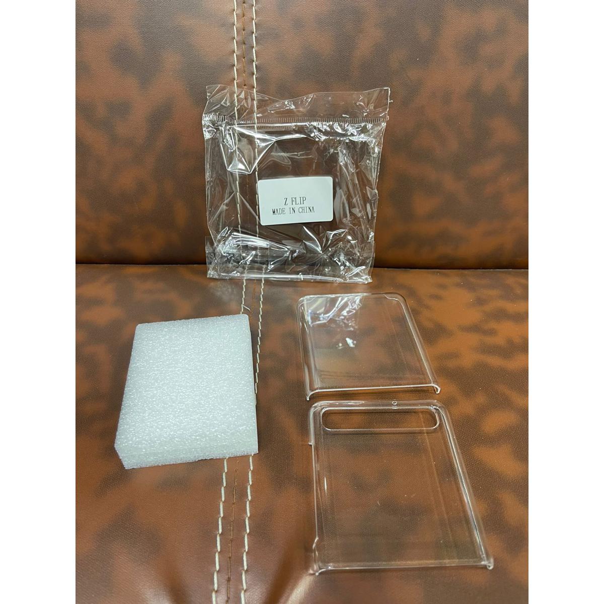 Hard Back Cover for Z Flip 1 with Camera Protection- Crystal Clear Original Product Front View - OnlineExpo.pk