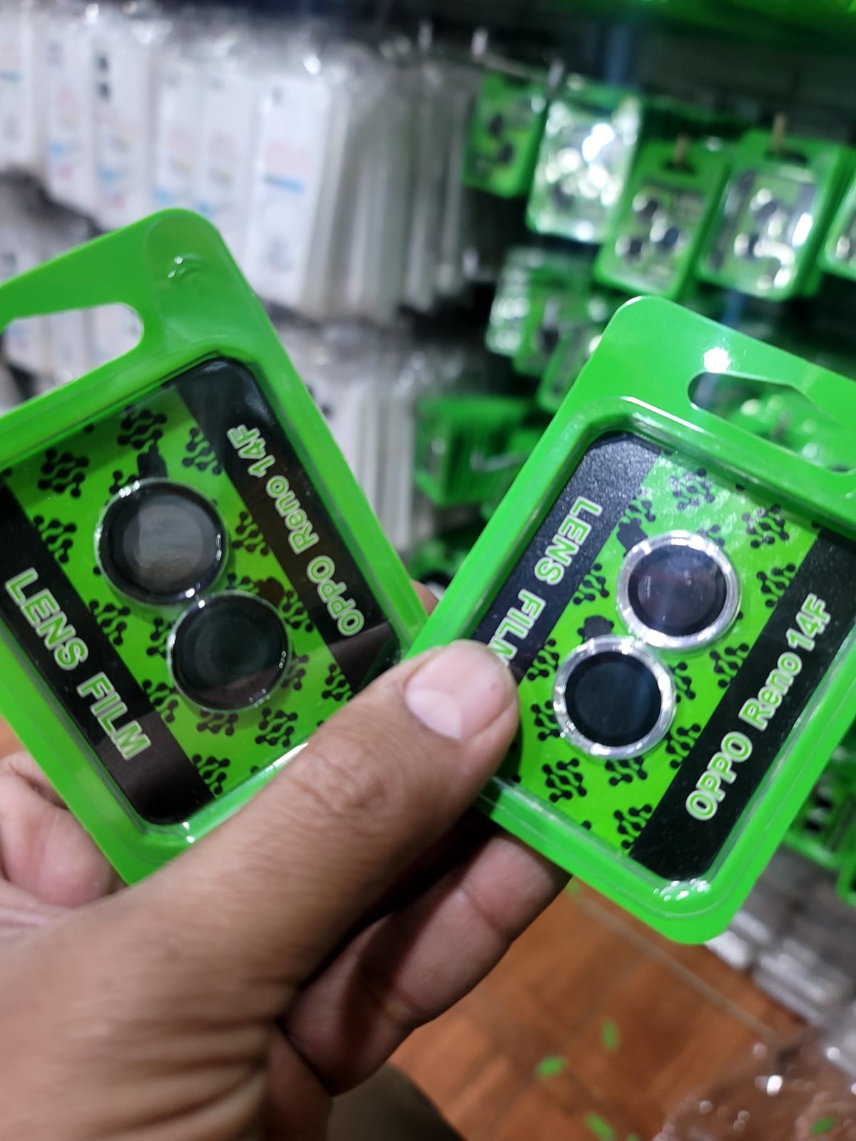 Camera Lens Protector for Oppo Reno 14F Black Silver Original Product Front View - OnlineExpo.pk