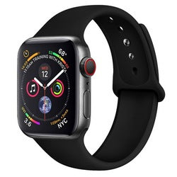 Apple Watch 42mm-44mm-45mm-49mm Premium Silicon Rubber Strap - Black Original Product Front View - OnlineExpo.pk