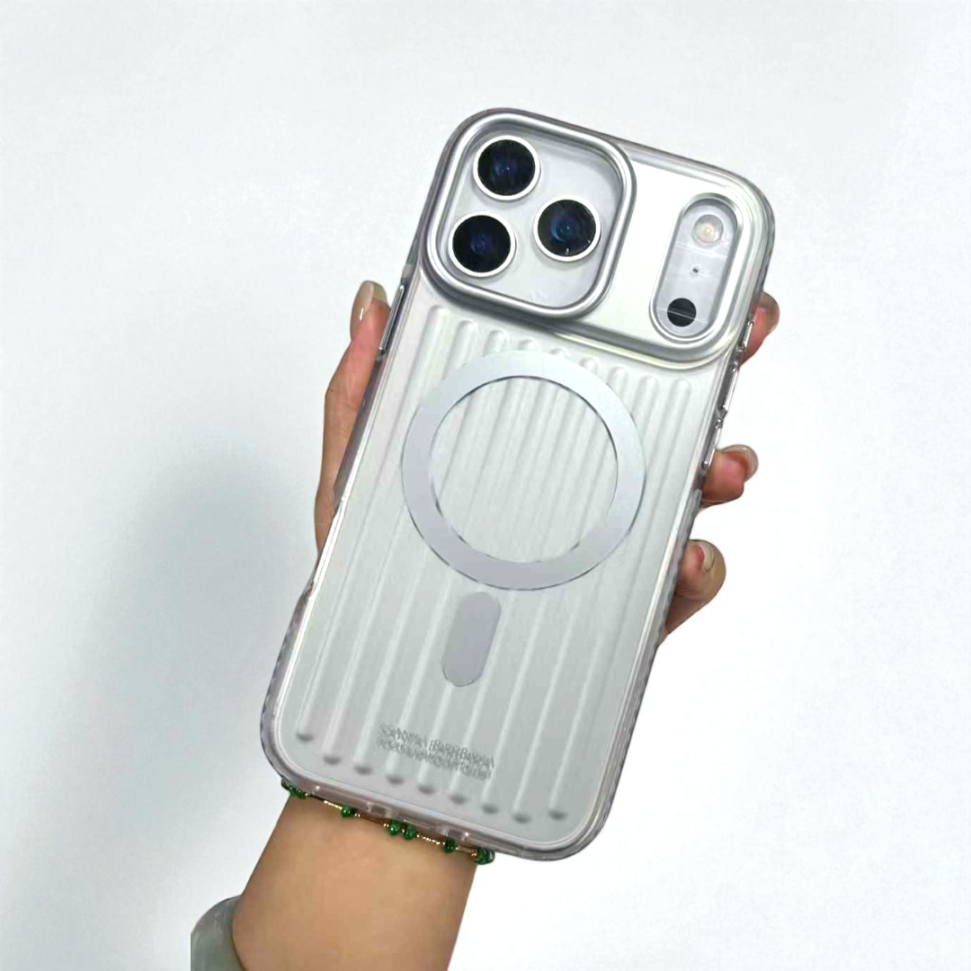 iPhone 17 Pro Max Polo Jeremy Series Suitcase Style PC MagSafe Case - Premium Silver Protective Back Cover Original Product