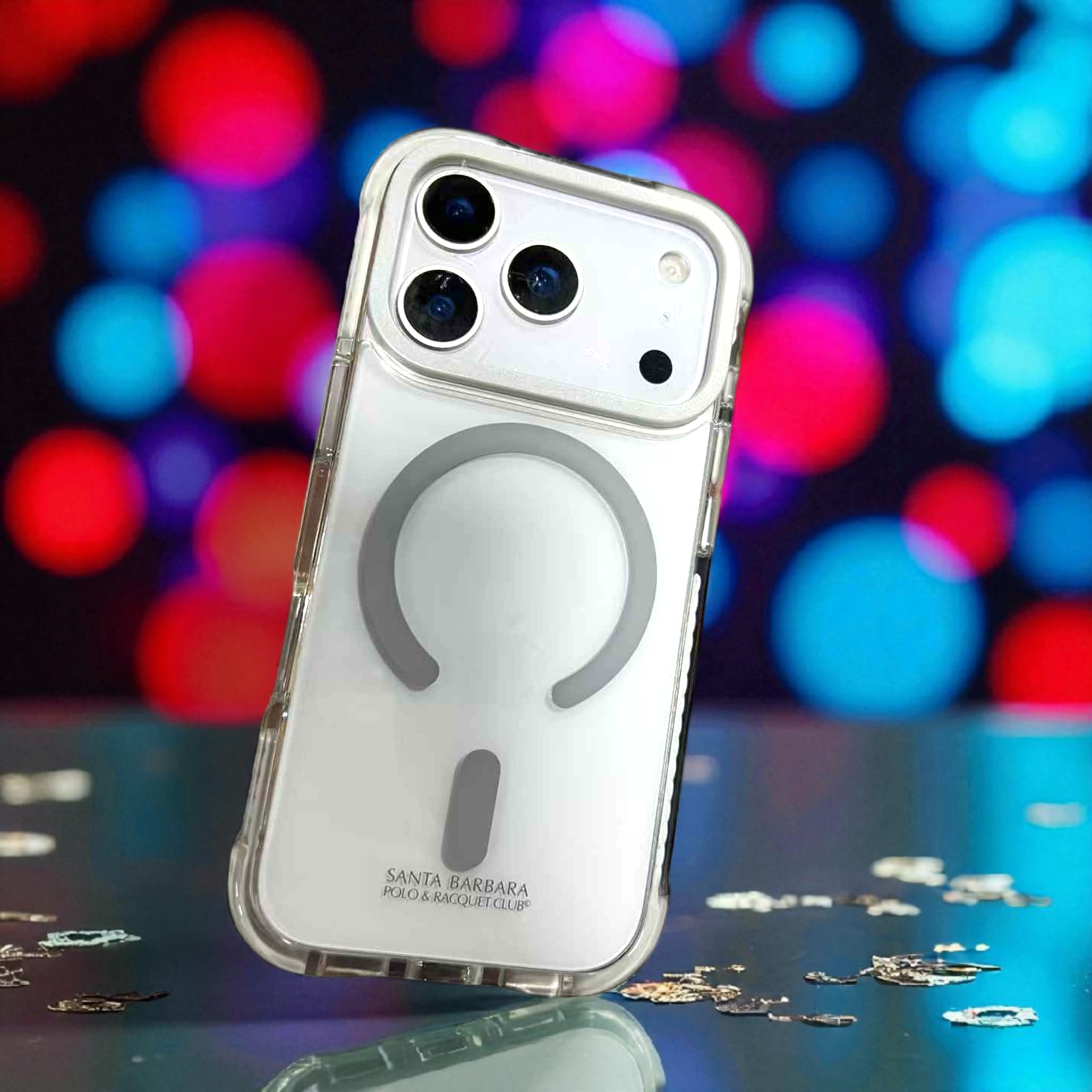 iPhone 17 Pro Max Polo Santa Barbara Transparent PC/TPU MagSafe Case - Shockproof Protective Back Cover Silver Original
