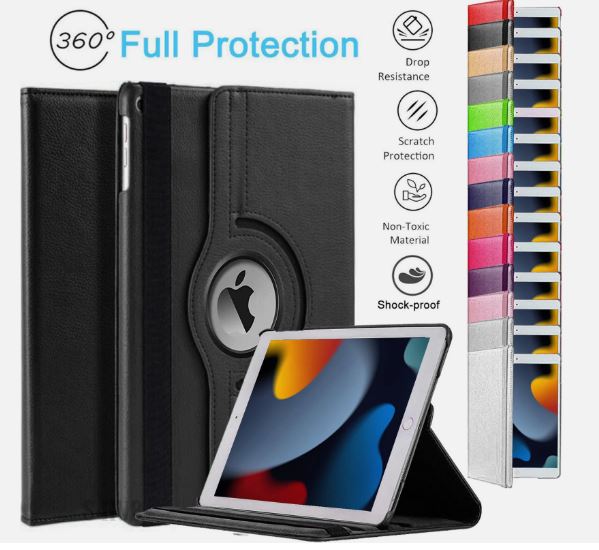 Apple iPad 10.2 & 10.5 Rotating Book Cover Case – 360° Multi-Angle Stand