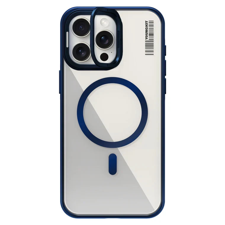 iPhone 15 Pro Max Youngkit Crystal Grid Series Magsafe Case - Blue Original Product Front View - OnlineExpo.pk