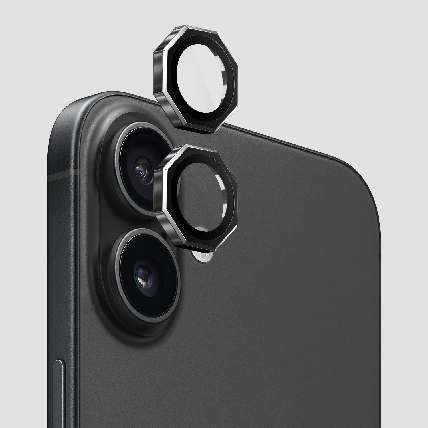 iPhone 16 Plus AR/AF Octagonal Camera Lens Protection Rings Original Product Front View - OnlineExpo.pk