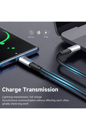 LITO LD10CC 60W Metal Type-C to Type-C Fast Charging Cable with LED Light – 1m Black View 4 - OnlineExpo.pk