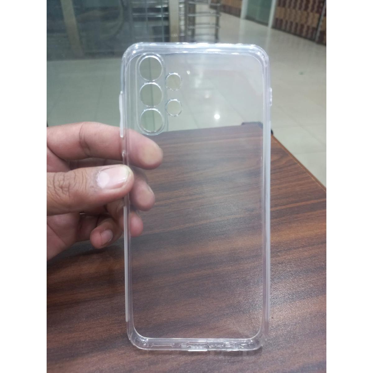 Dust Proof Soft Jelly cover Samsung A13 4G Transparent with Camera protection with bottom Cap Original Product Front View